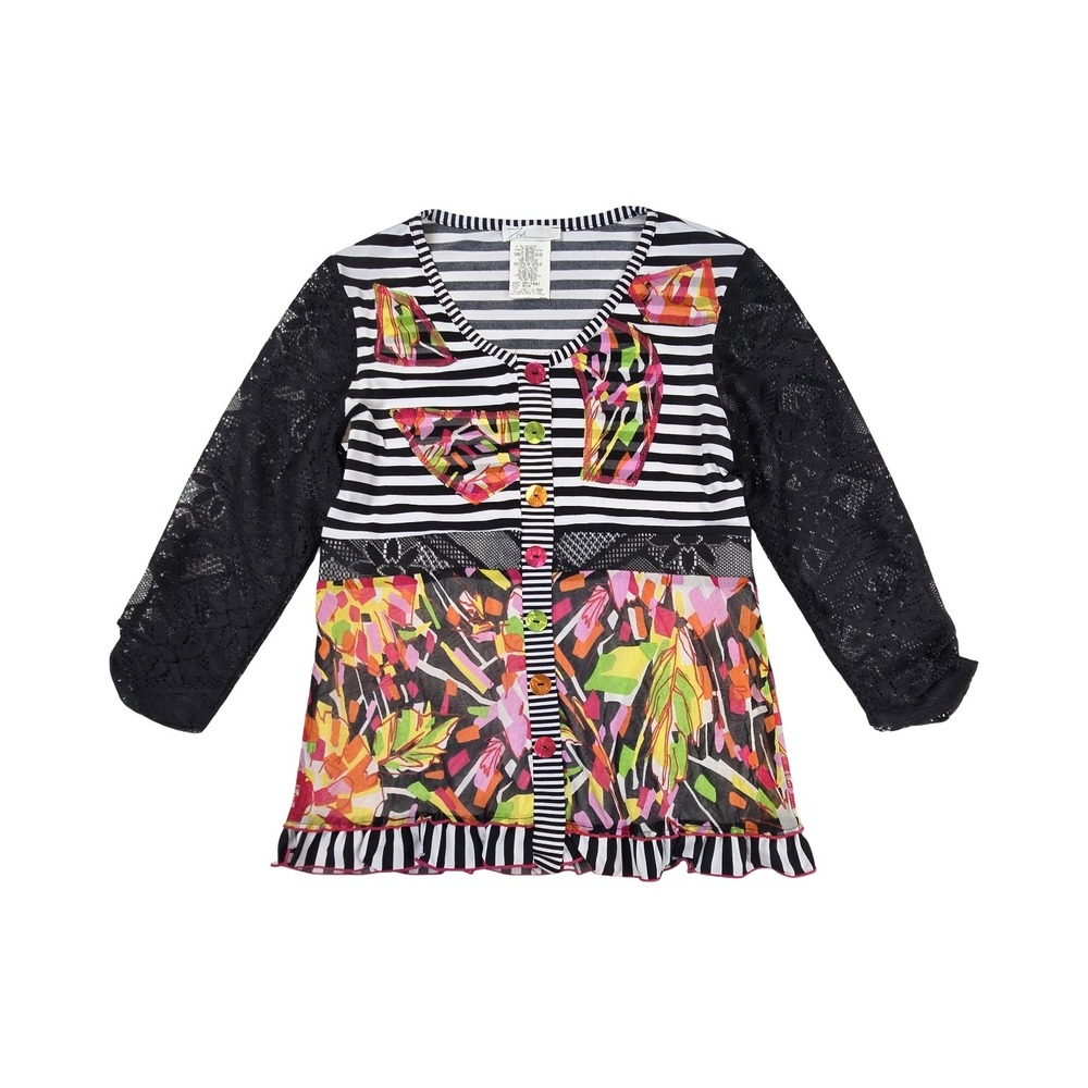 Zoe Vintage Y2K Top Shirt Punk Princess Clowncore Mesh Lace Stripes Patchwork